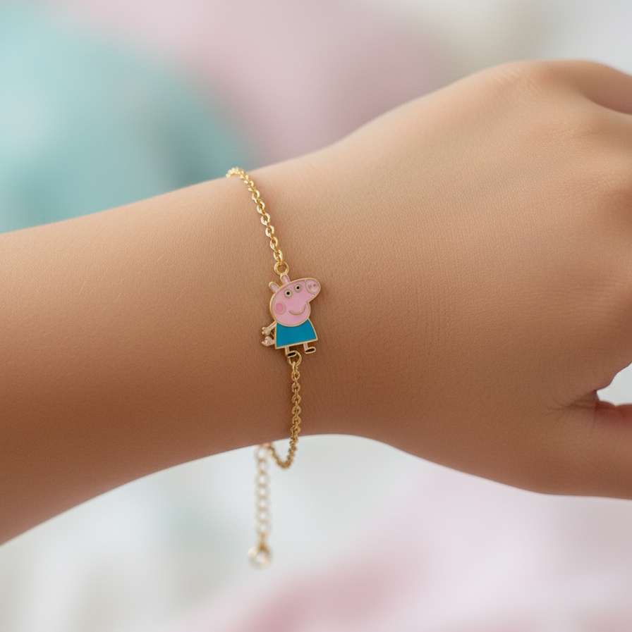 Peppa pig enamel Flexible Chain Bracelet