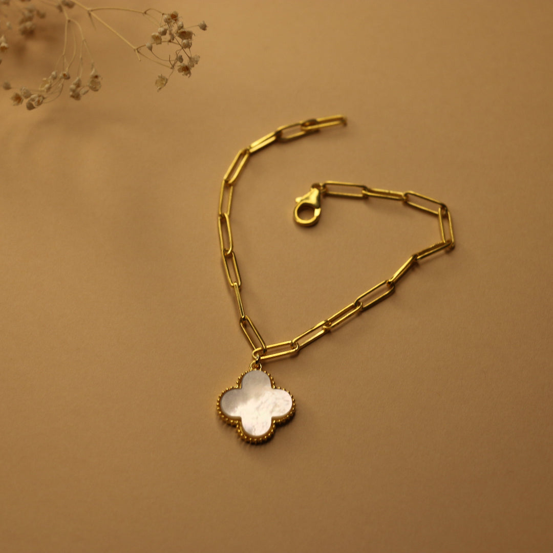 Mop clover clip chain bracelet