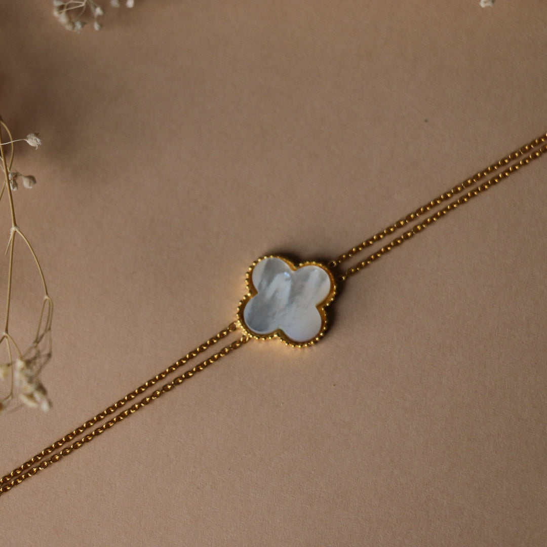 Mop clover double chain bracelet