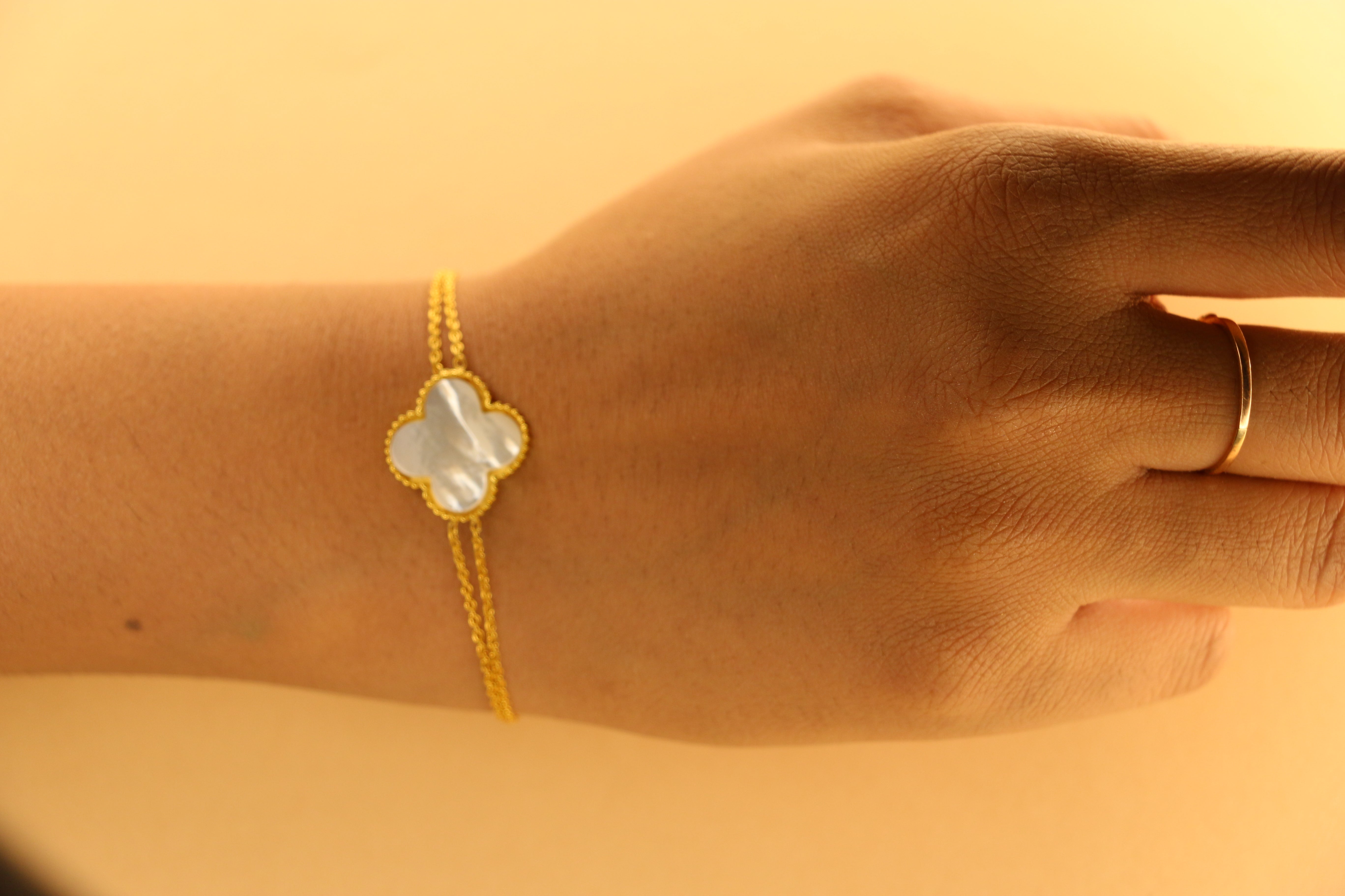 Mop clover double chain bracelet