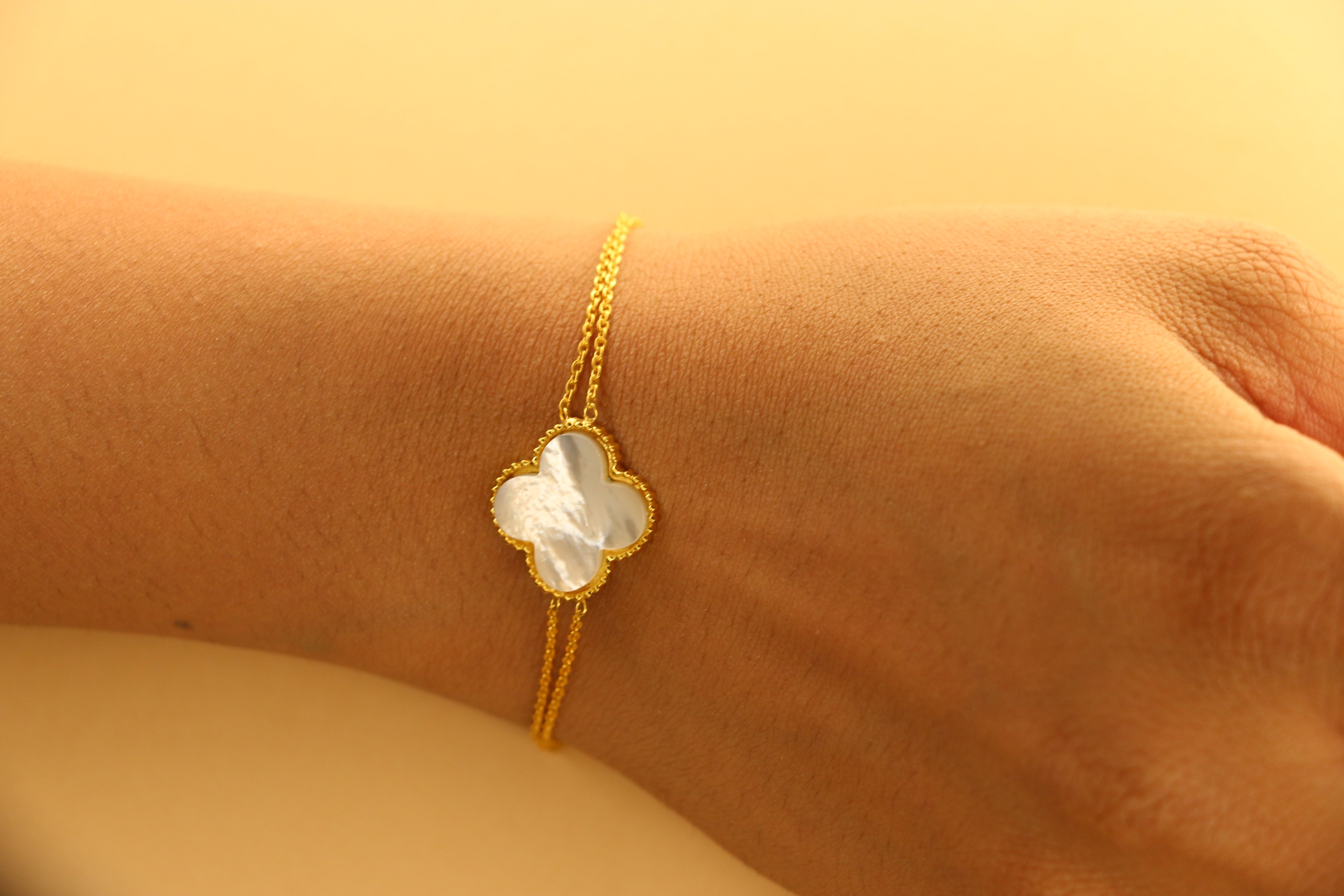 Mop clover double chain bracelet