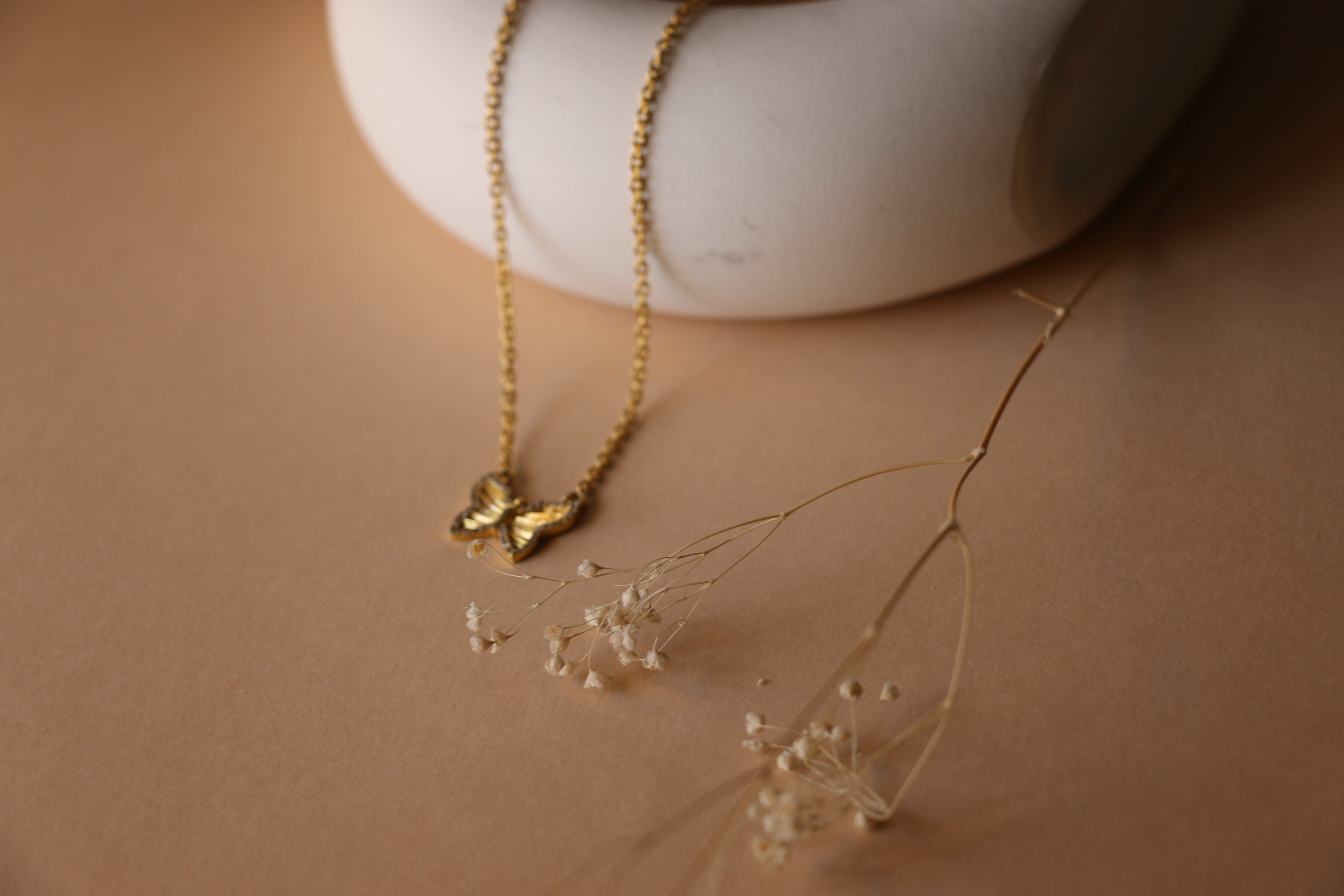 CZ small butterfly necklace
