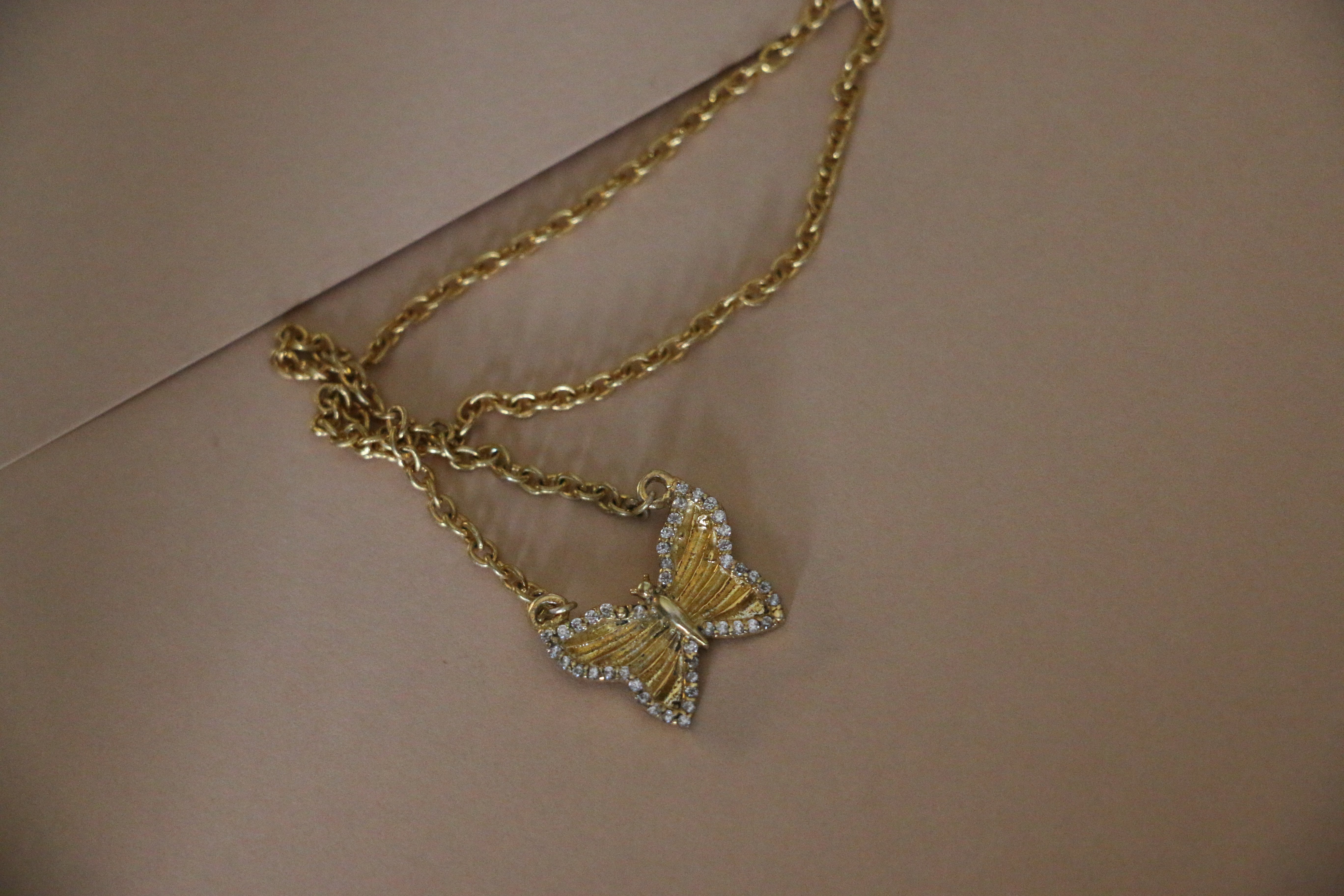 CZ small butterfly necklace