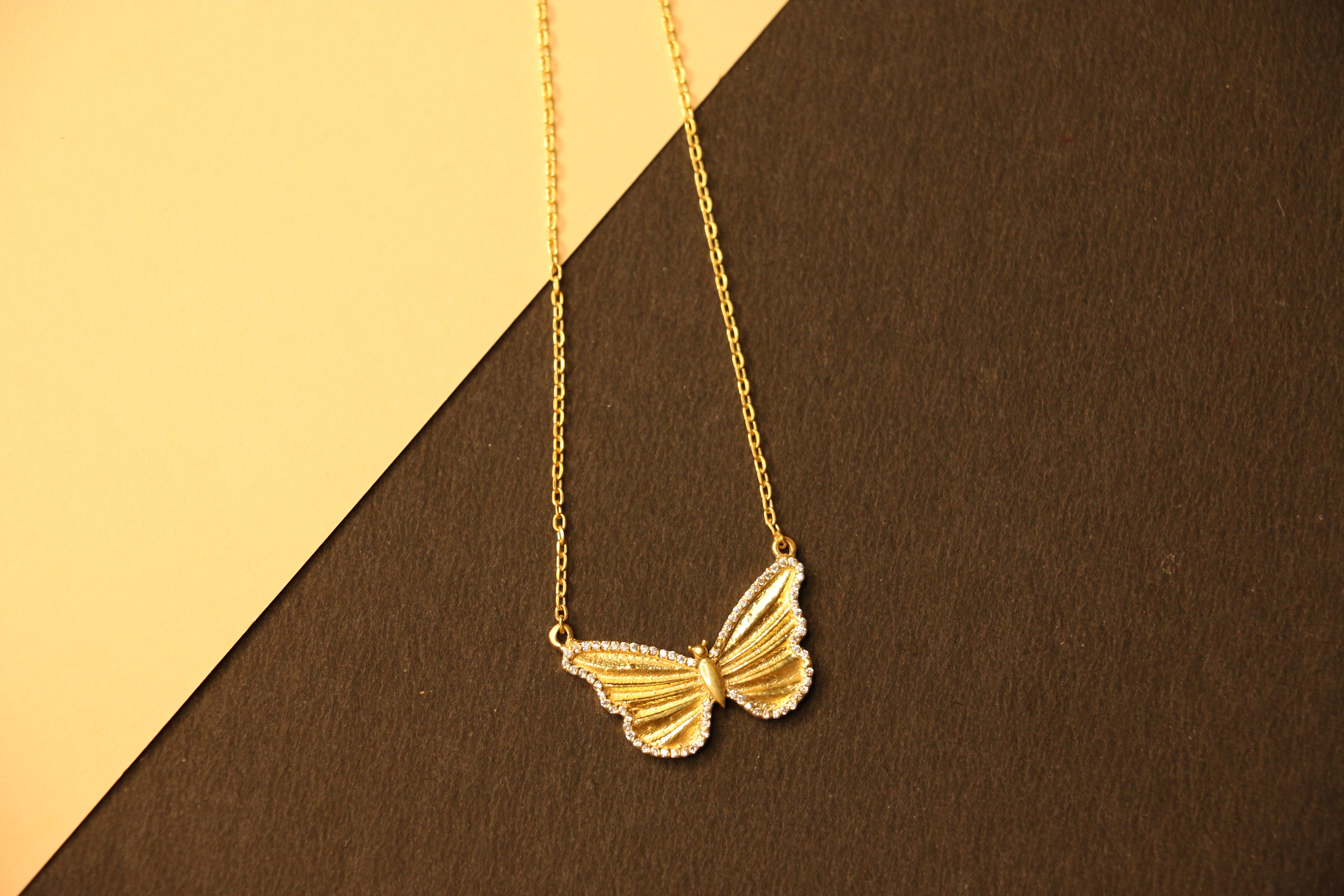 CZ big butterfly necklace