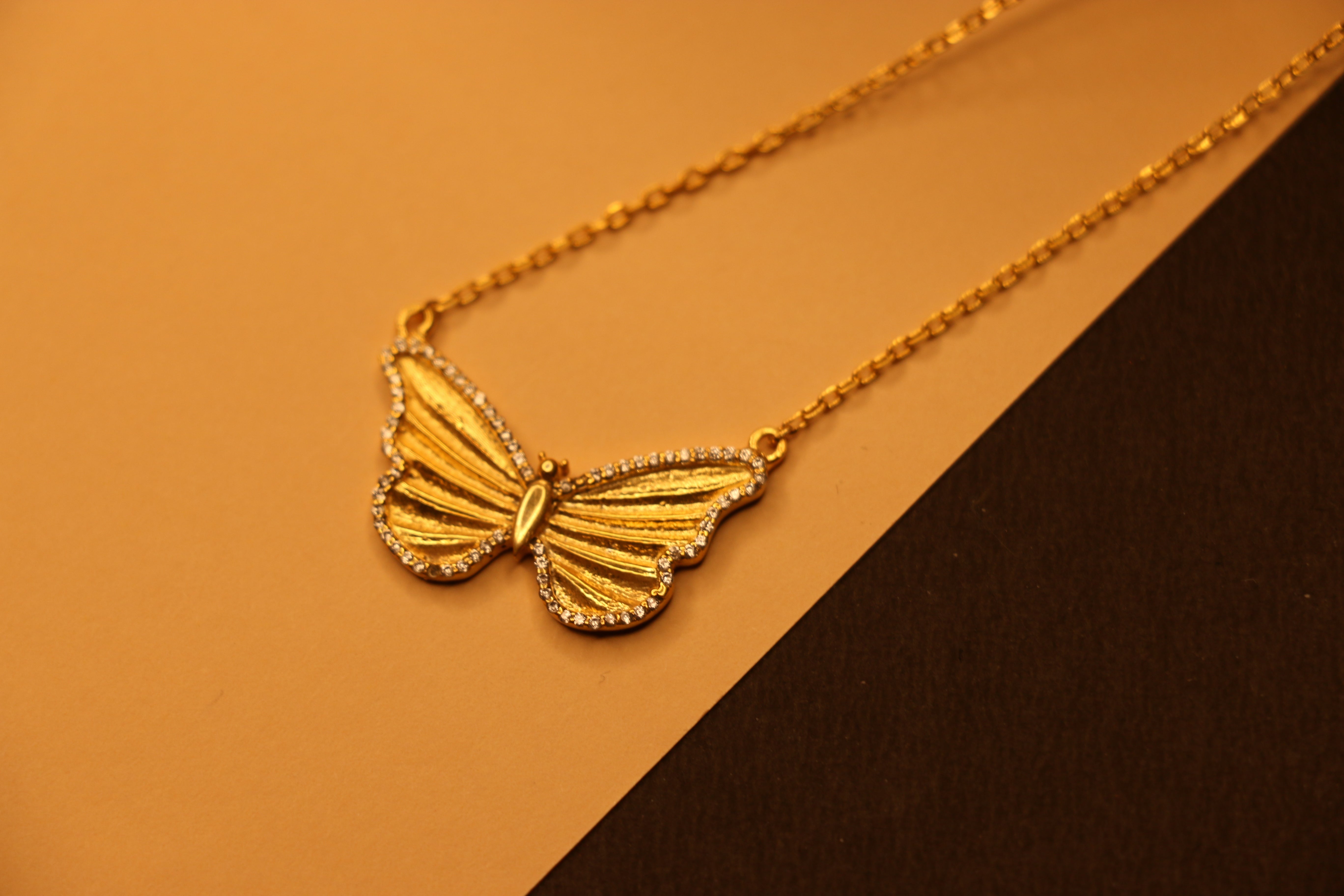 CZ big butterfly necklace