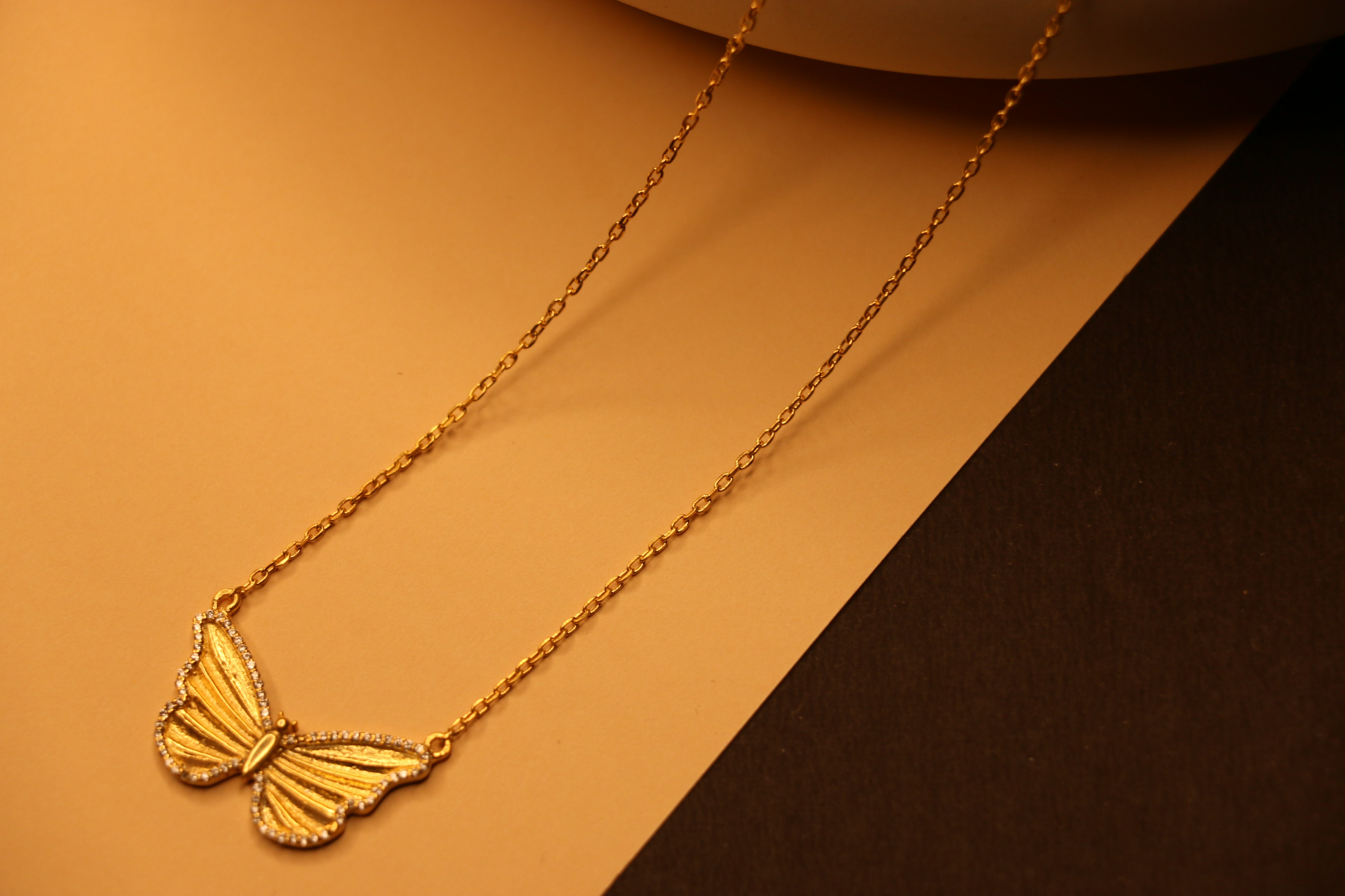 CZ big butterfly necklace