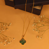 Malachite charm clover necklace