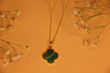 Malachite charm clover necklace