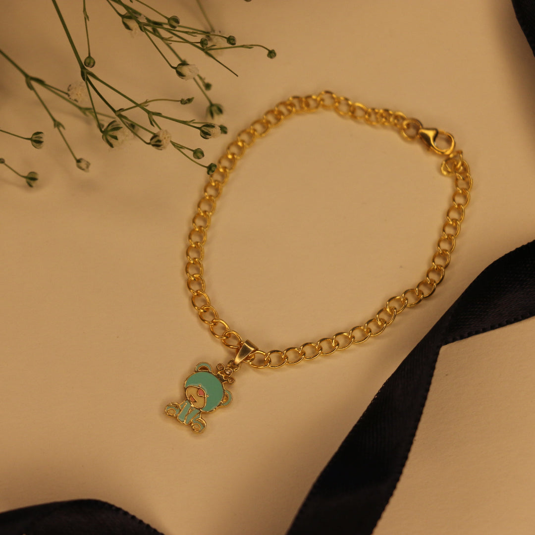 Enamel Teddy charm bracelet