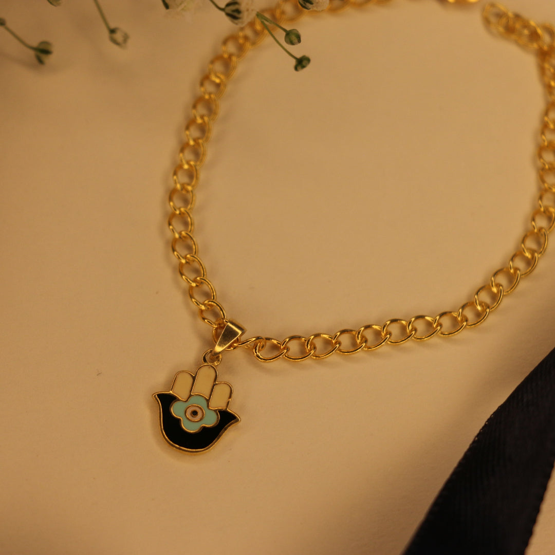Enamel Hamsa charm bracelet