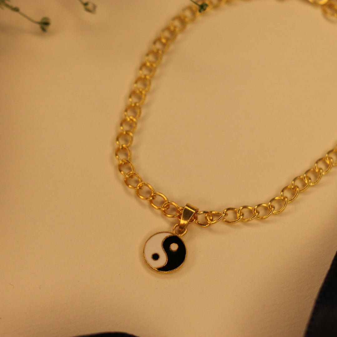 Enamel Yin-Yang charm bracelet