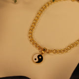 Enamel Yin-Yang charm bracelet