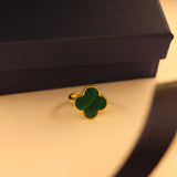 Malachite clover adjustable ring