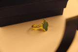 Malachite clover adjustable ring