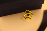 Malachite clover adjustable ring