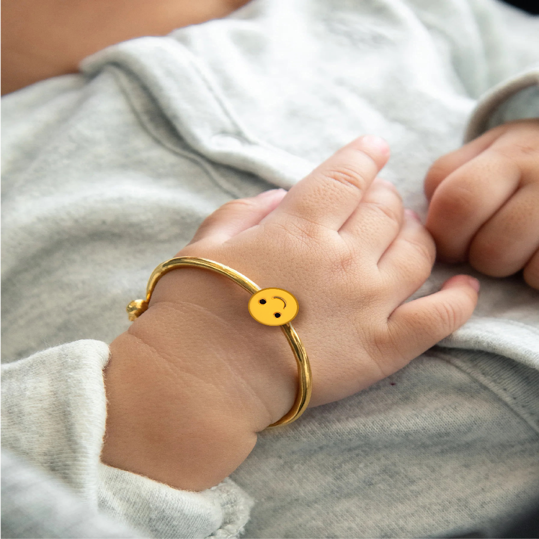 Smiley Silver adjustable kids bangle