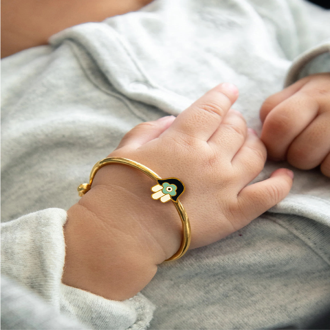 Hamsa Silver adjustable kids bangle