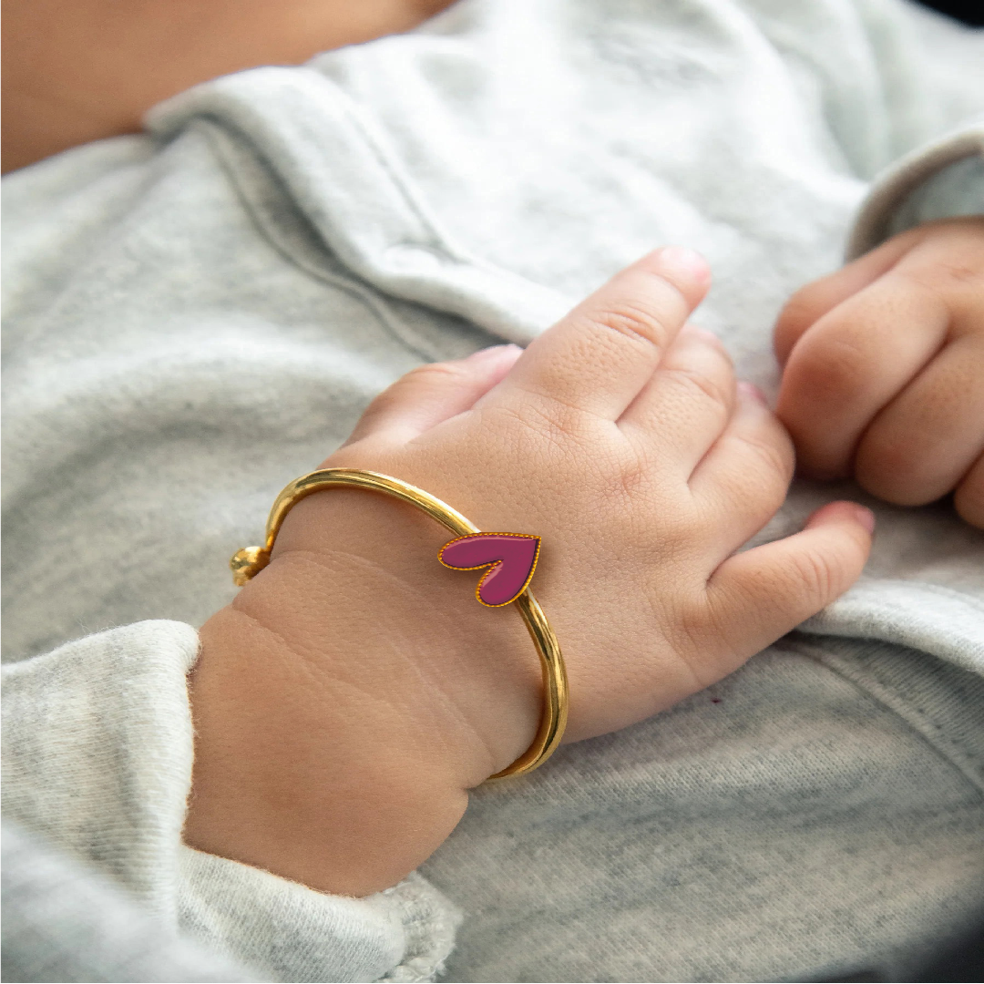 Heart Silver adjustable kids bangle