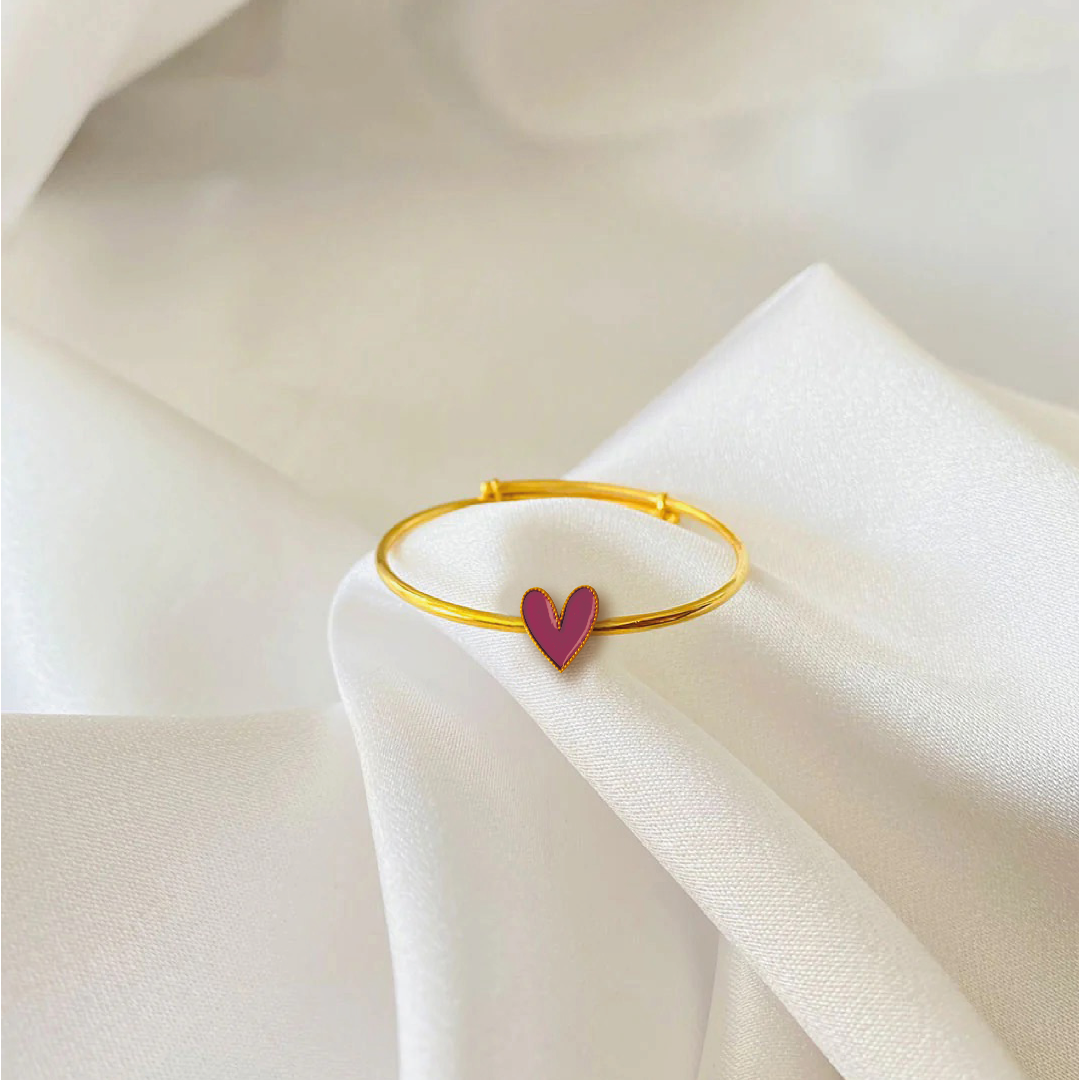 Heart Silver adjustable kids bangle