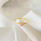 Evil eye Pastel pink Silver adjustable kids bangle