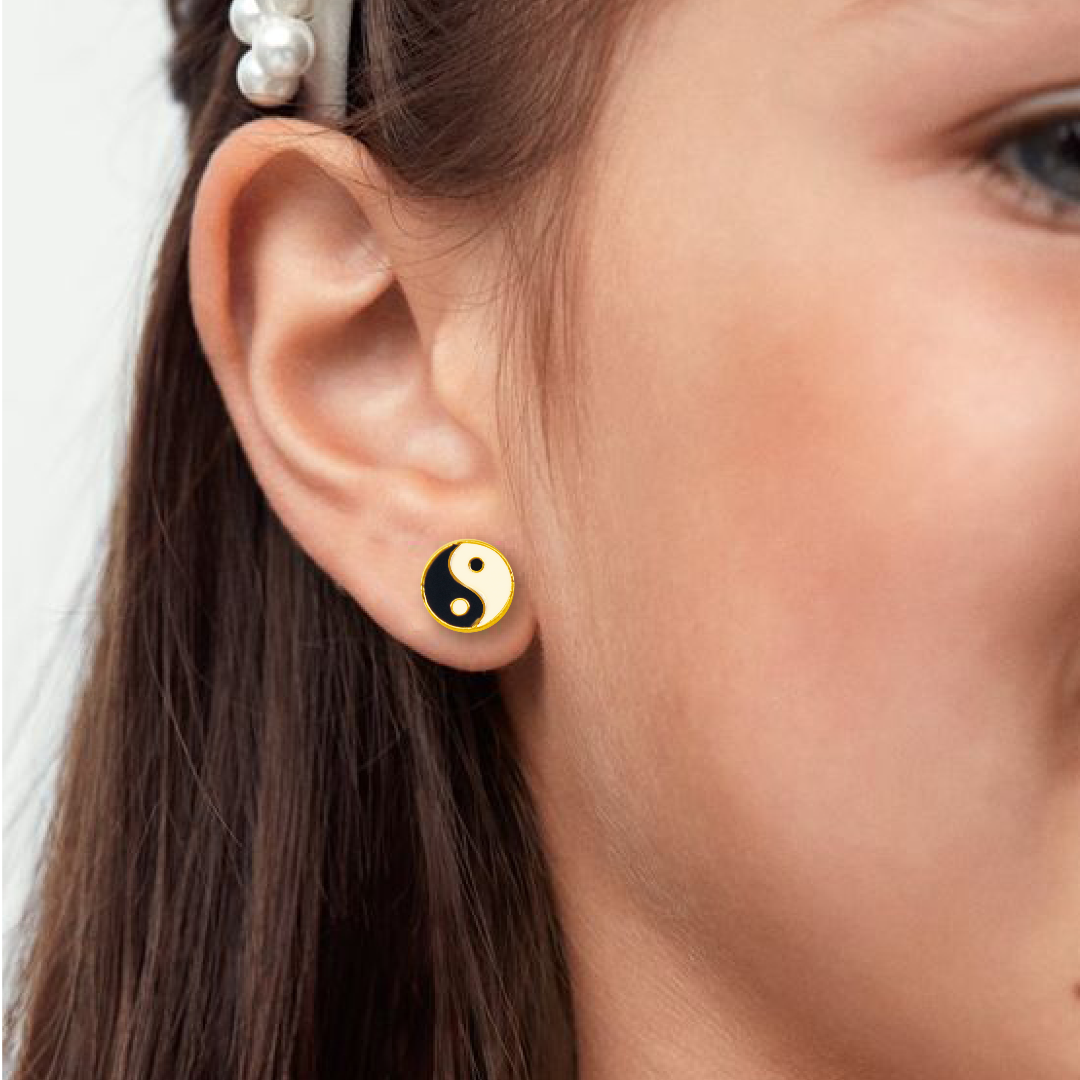 Yin yang ear studs