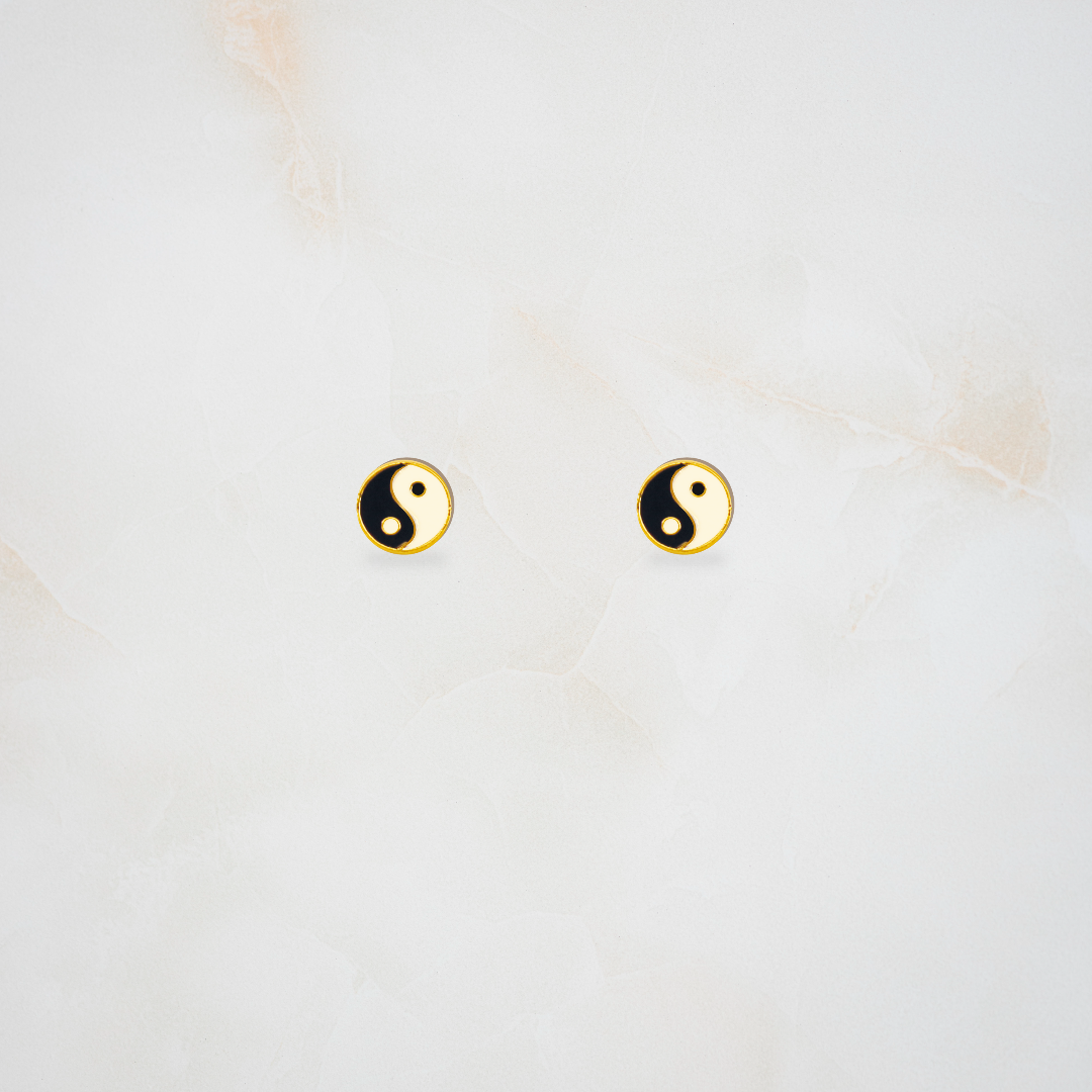 Yin yang ear studs
