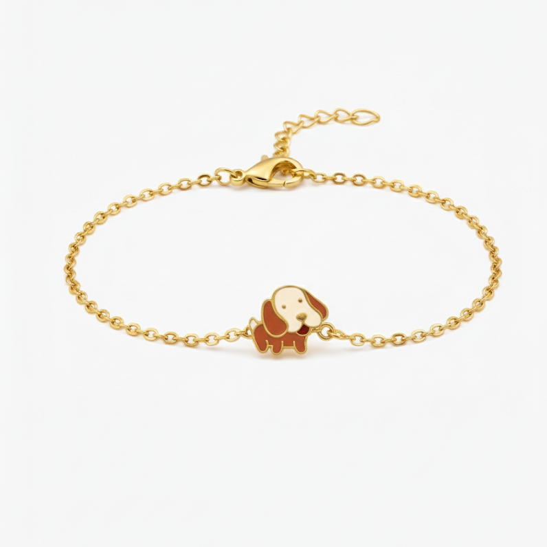 Dog enamel Flexible Chain Bracelet