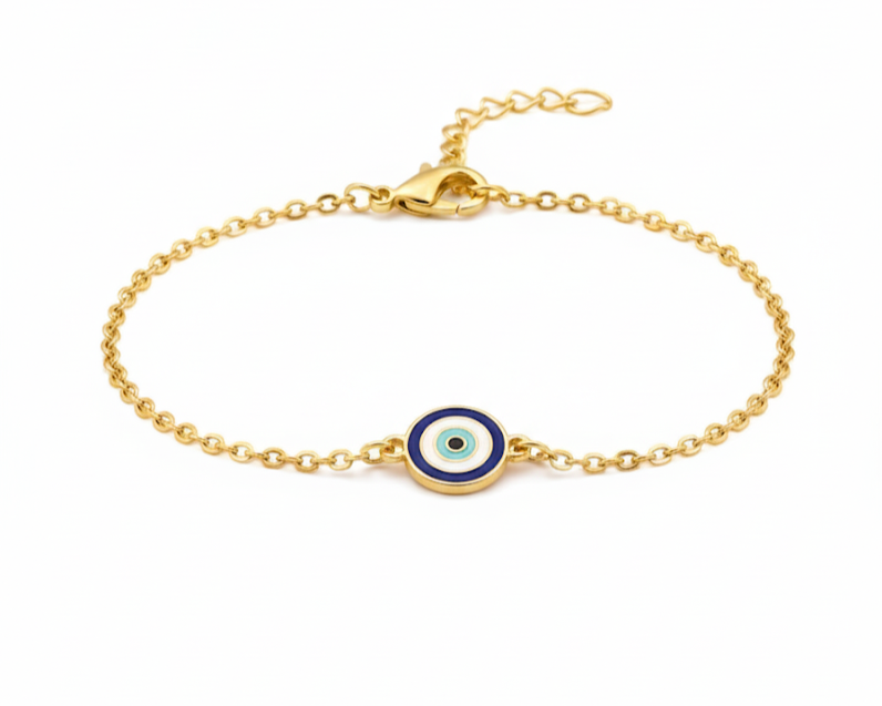 Evil eye original 4 layered enamel Flexible Chain Bracelet