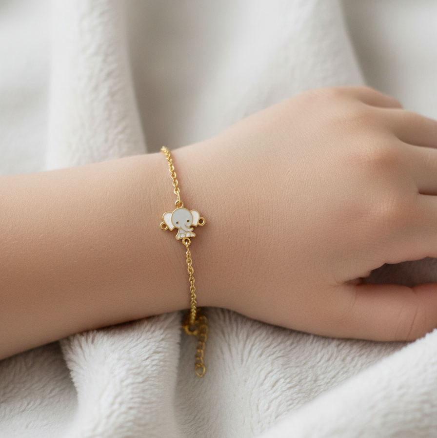Elephant enamel Flexible Chain Bracelet