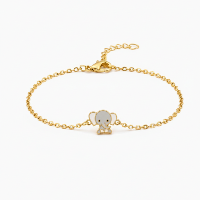 Elephant enamel Flexible Chain Bracelet