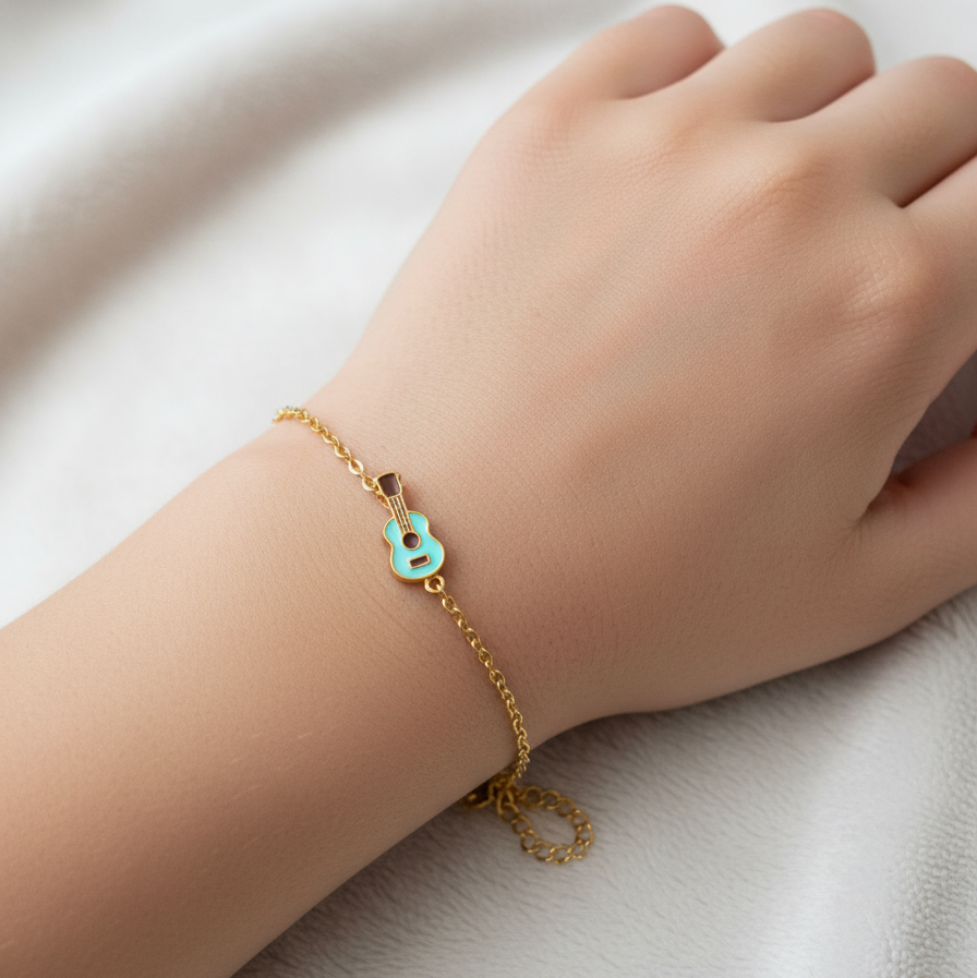Guitar enamel Flexible Chain Bracelet