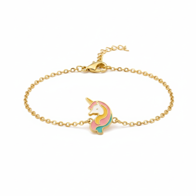 Unicorn enamel Flexible Chain Bracelet