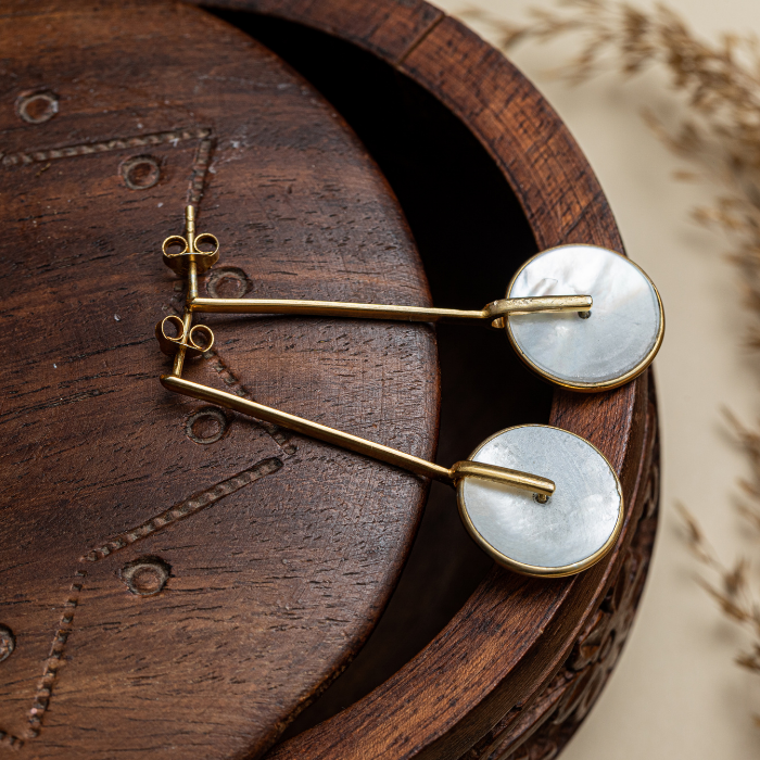 Pearl On Wheel Earrings