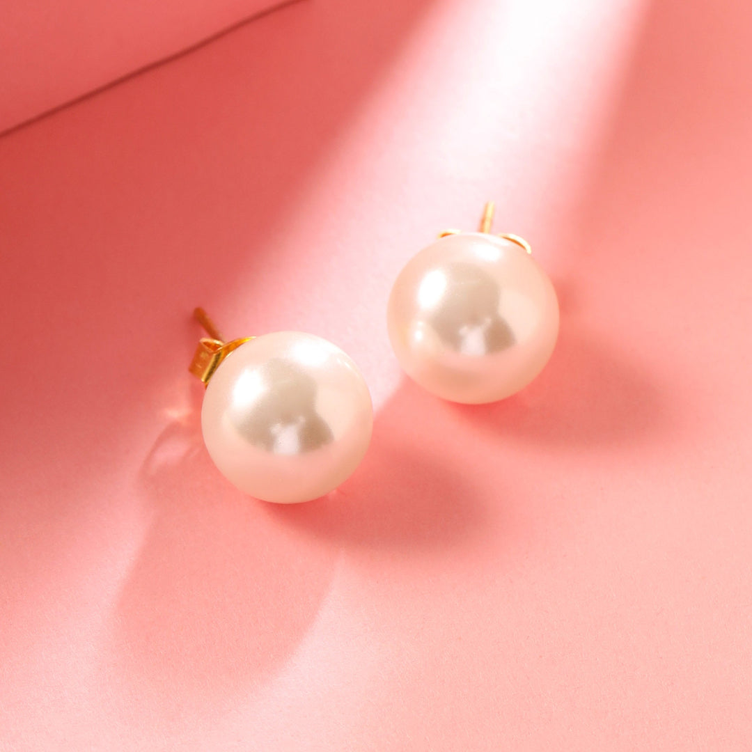 16mm round pearl studs