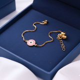 Evil eye pink 92.5 silver anklet for baby girl