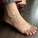 Evil eye blue 92.5 silver anklet
