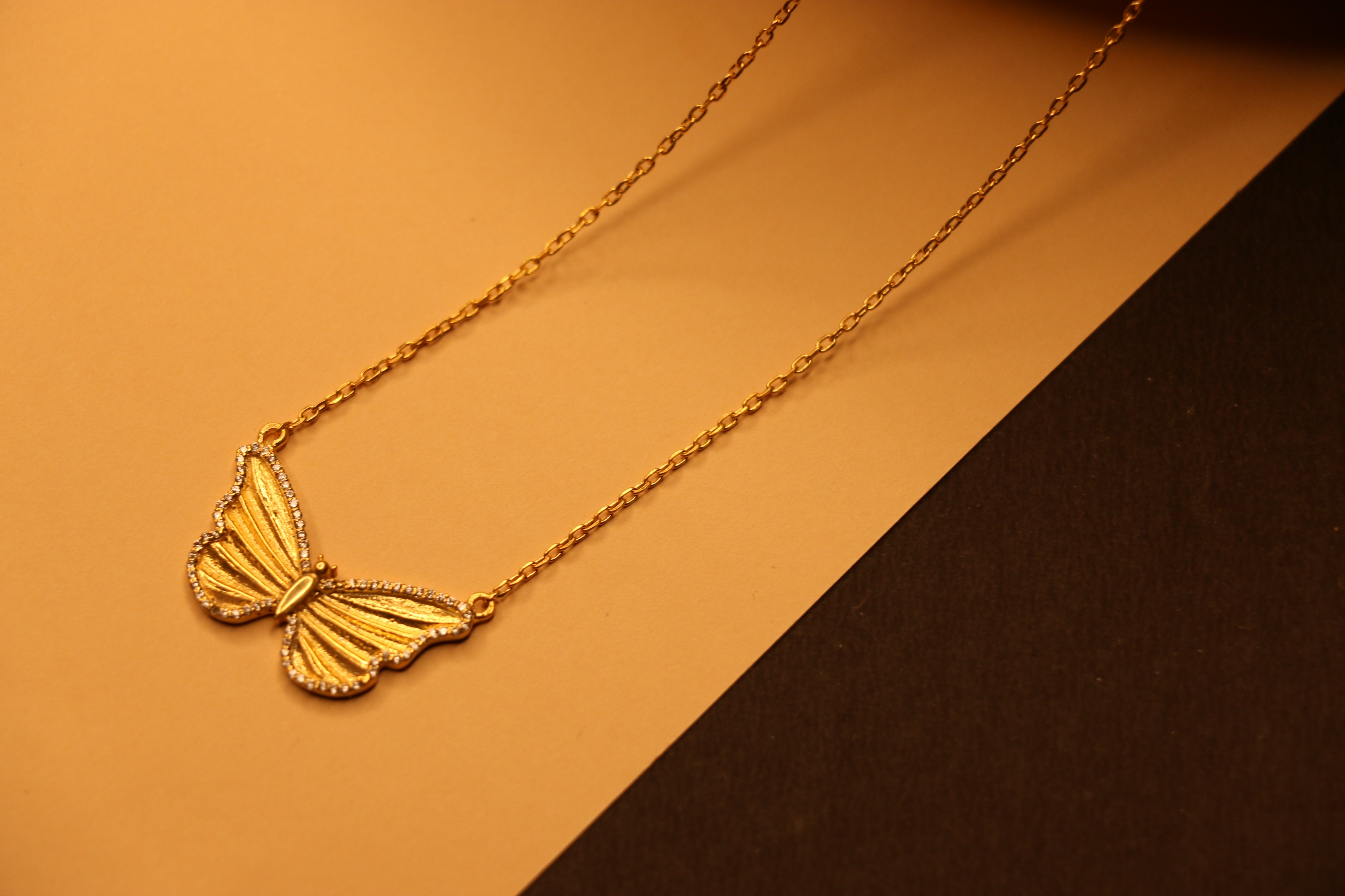 CZ big butterfly necklace