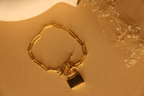 Lock charm clip bracelet