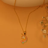 Unicorn enamel 92.5 silver necklace set