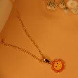 Sun enamel 92.5 silver necklace set