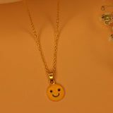 Smiley enamel 92.5 silver necklace set