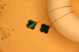 Malachite clover threader earrings