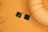 Malachite clover threader earrings