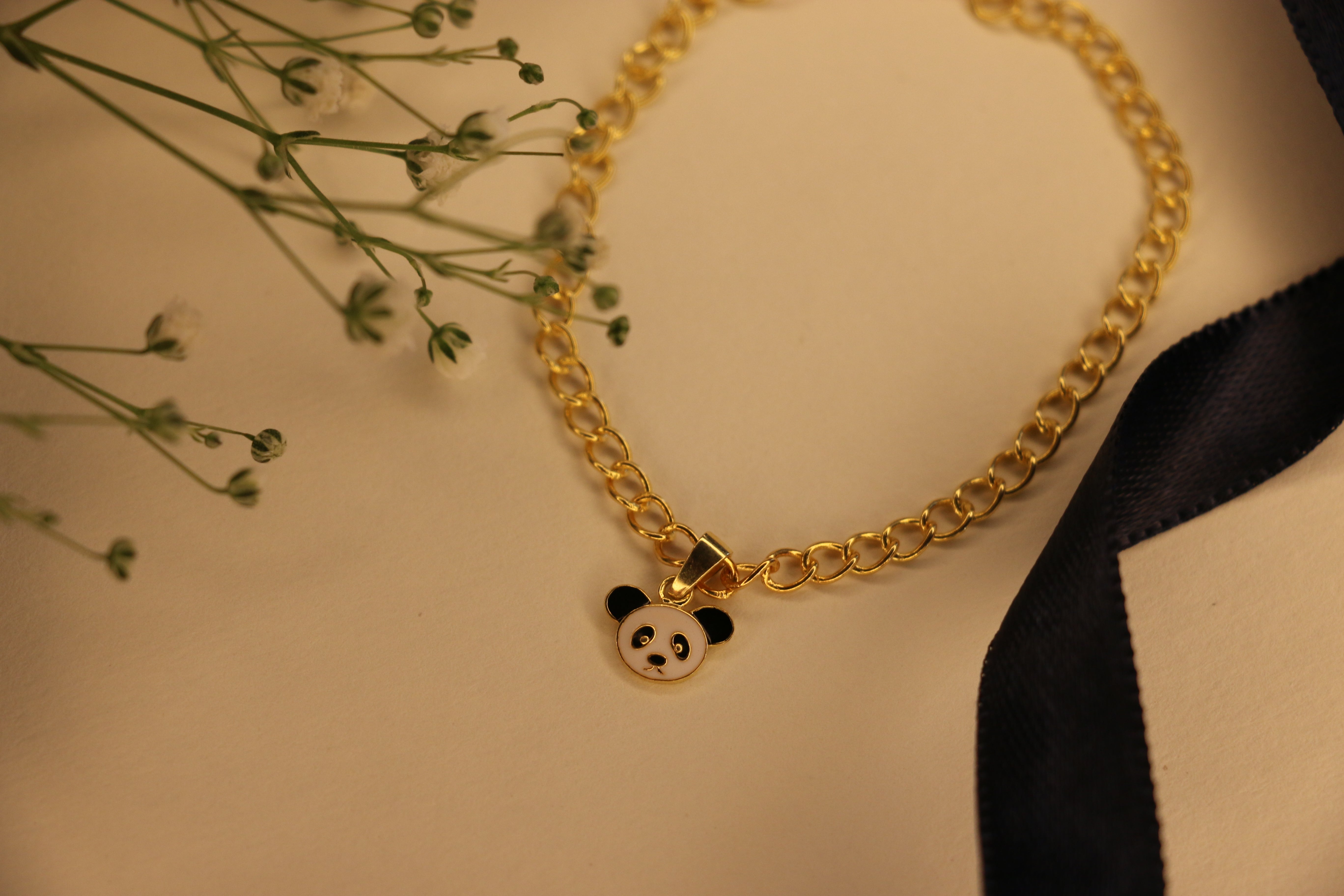 Enamel Panda charm bracelet