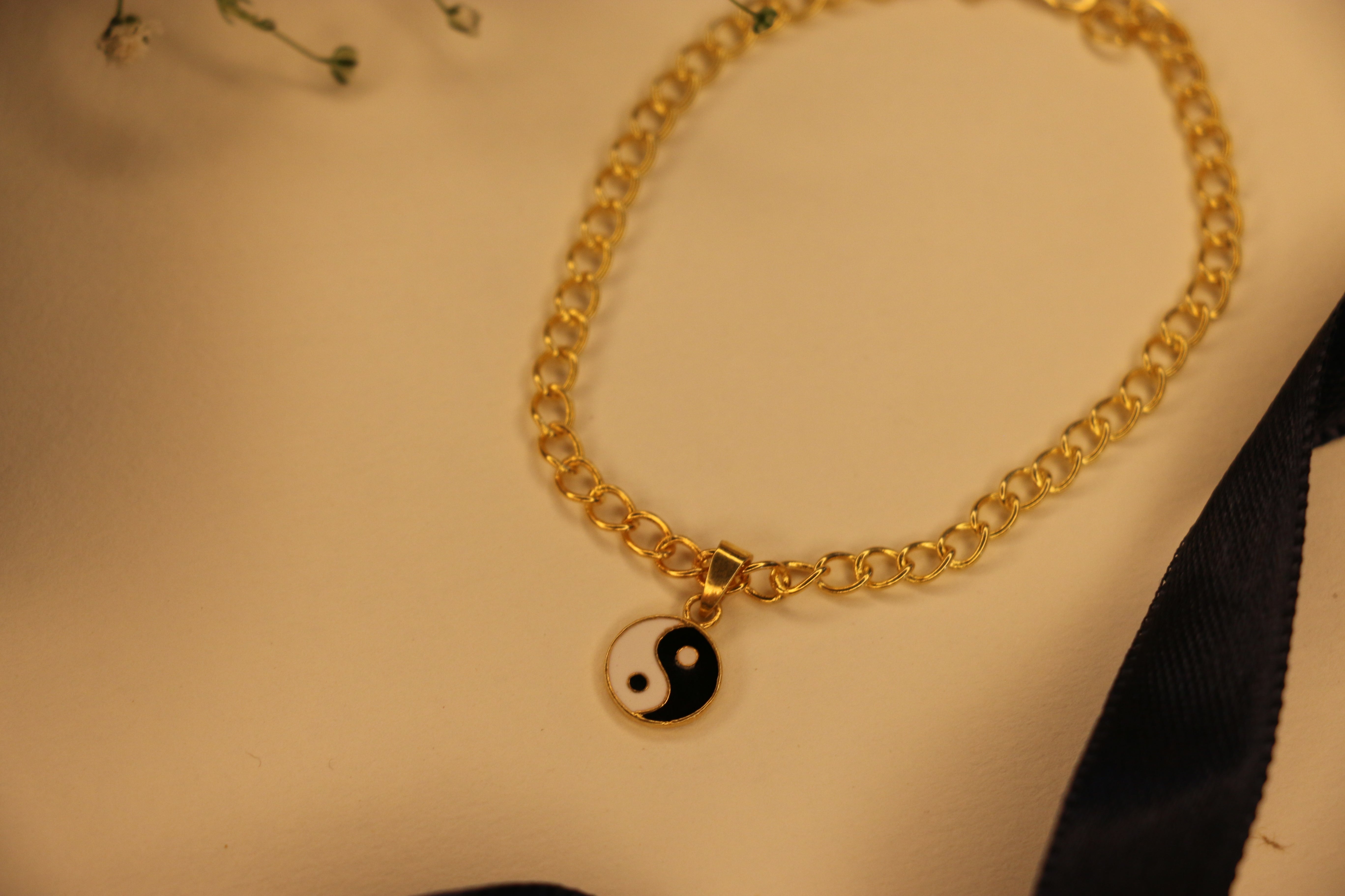 Enamel Ying-Yang charm bracelet
