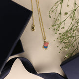 Peppa pig enamel 92.5 silver necklace set