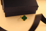 Malachite clover adjustable ring