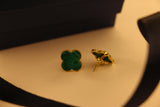 Malachite clover ear studs
