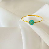 initial blue Silver adjustable kids bangle