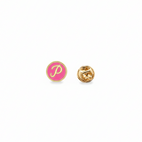 initial pink 92.5 silver lapel pin